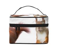 Cute Squirrel Printed Travel Makeup Bag Spacious Portable Cosmetic Organiser with Handle, Large Capacity Toiletry Bag, Gift for Women Girls