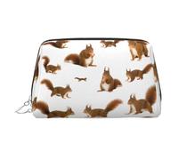 Cute Squirrel Printed Zippered Toiletry Bag, Wide Open Storage Case for Personal Care Items and Cosmetics