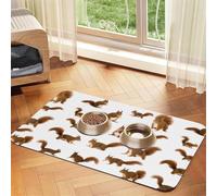 Cute Squirrel Printing Pet Absorbent Leather Tablecloth For Dogs Cats Food Mat 23.62in*15.75in 4mm Thick
