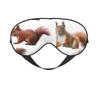 Cute Squirrel Printing Sleep Mask for Women Men Double-Sided Print Soft Silk Eye Masks Eye Sleep Shade Cover