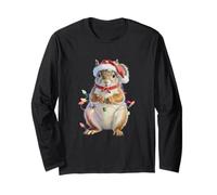 Cute Squirrel Santa Hat Xmas Funny Squirrel Christmas Lights Long Sleeve T-Shirt