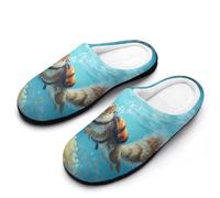 Cute Squirrel Scuba Funny Men's Cotton Slippers Shoes Novelty Soft Non-Slip Sole Home Shoe