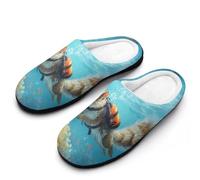 Cute Squirrel Scuba Funny Women's Cotton Slippers Shoes Novelty Soft Non-Slip Sole Home Shoe