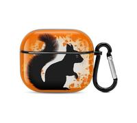 Cute Squirrel Silhouette Bluetooth Earbuds Case Cover Full Body Shockproof Protection Hard Case Support Wireless Charging with Keychain Personalized Gift for AirPods 3