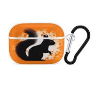 Cute Squirrel Silhouette Earbuds Organizer Shockproof Protective Airpods Pro Cover with Carabiner Clip Anti Fall Carrying Earphone Case Cover for Airpods Pro 2nd Generation White