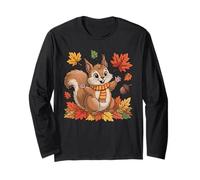 Cute Squirrel Thanksgiving with Fall Leaves Autumn Animal Long Sleeve T-Shirt