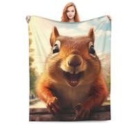 Cute Squirrel Throw Blankets for Girls Boys Adults Kids Ultra Soft Flannel Blanket Warm Cozy Couch Sofa Bed Decor All Seasons 60"x50"