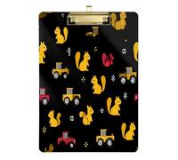 Cute Squirrel Tractor Black Outdoor clipboard Plastic for Volleyball Baseball Coaches Size 9 x 12.5 Tabla para escribir con Clip