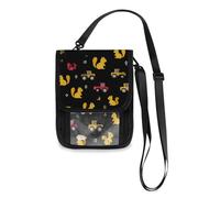 Cute Squirrel Tractor Black Travel Wallet Passport Holder Hidden Neck pouching Slim Lightweight Crossbody Bag with Adjustable Strap