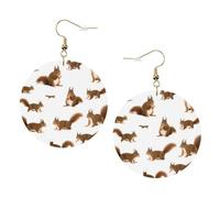 Cute Squirrel Trendy Leather Earrings For Women Dangle 1 Pair Lightweight Printed Piercing Earrings Jewelry Gifts For Women Girls