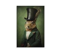 Cute Squirrel Wall Art Prints European Vintage Royal Costume Animal Pictures on Canvas Poster Wall Decor for Bedroom Home Decorations