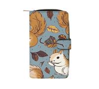 Cute Squirrel Wallet Multifunctional Leather Wallets for Men Compact Long Wallet Credit Card Holder Passport Bag