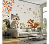Cute Squirrel Wallpaper - Kids Forest Woodland Animal Wall Paper, Squirrel Home Decor, Non-Woven Waterproof Print Wallpapers for Bedroom Living Room, Feature Walls Mural 450x315 cm - Jhd99