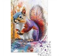 Cute Squirrel Watercolor Paper Jigsaw Puzzles for Adults 1000 Piece Rectangular Puzzle for Adults Game 1000pcs (38x26cm)