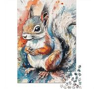 Cute Squirrel Watercolor Wooden Jigsaw Puzzles for Adults 1000 Piece Rectangular Puzzle for Adults Game 1000pcs (75x50cm)