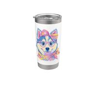 Cute Squirrel Winter Portrait Lover Graphic Pink Floral Stainless Steel Insulated Tumbler