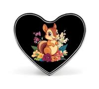 Cute Squirrel With Flowers Heart Badge Funny Lapel Pins Personalized Button Brooch Pin for Clothing Bag Accessories