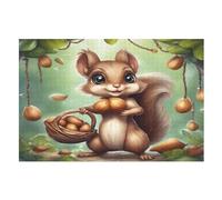 Cute Squirrel Wooden Puzzles for Adults,1000 Piece,Jigsaw Puzzle for Teens Brain Challenge （75×50cm）
