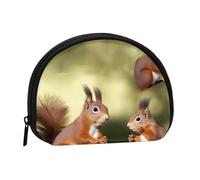 Cute Squirrels Coin Purse for Women Men, Chic Mini Change Pouch with Zipper, Small Coin Bag Shell Handbags Fashion Change Purse Wallets for Keys, Lipstick, and Earphones