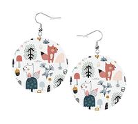 Cute Squirrels In The Wood Earrings Chihuahua Dog Round Shape Leather Earring Lightweight Dangle Women Girls Jewelry Perfect For Everyday Wear