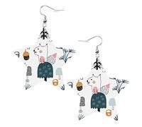 Cute Squirrels In The Wood Star Shape Shaped Leather Earrings Women Girls Simple Dangle Earrings Gifts for Her