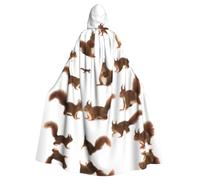 Cute Squirrels Print Hooded Cloak Cape Costume Robe