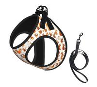Cute Squirrels Print Reflective Pet Leash Vest For Small Dogs & Cats, Adjustable Outdoor Walking Hiking Vest