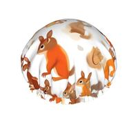 Cute Squirrels Print Shower Essentials Bonnet For Women, Large Washable Elastic Band Bath Hair Wrap Shower Cap