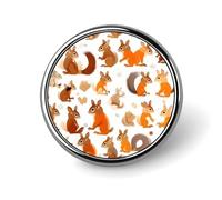 Cute Squirrels Round Badge Personalized Metal Lapel Pin Badges Fit Clothing Bags Hat Humorous Printed Brooch Badge Party Decorations Accessories for Men Women
