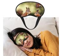 Cute Squirrels Sleep Mask Soft Blackout Eye Mask with Adjustable Strap Comfortable Eye Shade Cover for Women Men Deep Rest Travel Work Home