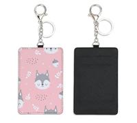 Cute Squirrels Work Card Holder with Keychain Bus Pass Holder for Men Women with 2 Card Slots Slim Wallet for Nurse Teacher Student Meal Bank Credit Cards Daily Use Delivery Driver Accessories