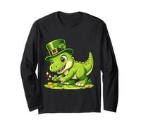 Cute St Patricks Day Dinosaur T-Rex Leprechaun Hat Long Sleeve T-Shirt