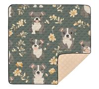 Cute Staffordshire Bull Terrier Dogs Sage Green Large Stylish Baby Play Mat for Indoor Outdoor Comfortable Baby Play Tummy Time Mat for Newborns Babies Infants Toddlers, 50'' x 50''
