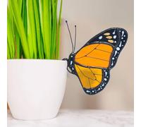 Cute Stained Glass Butterfly Monarch Suncatcher for Pot Plant Decoration,Gift for Women Light Catcher Sun Room Decor Village Style