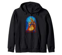 Cute Stained Glass Nativity Christianity Christmas Zip Hoodie