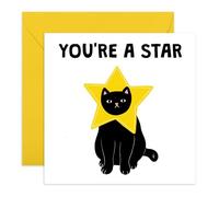 Cute Star Cat Card - Funny Pet Cat, Encouragement Congrats Cheering for Friend Sister Partner Daughter Son Colleague Niece Nephew Boy Girl Him Her -Comes with Stickers