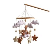 Cute Star Crib Mobile - Plush Cloud Bedroom Decor, Double Bunny Crib Mobile with Hand-Stitched Ornaments, Natural Wooden Hoop with, 360-Degree Rotating Visuals, Nursery Accessory for Home Bedroom