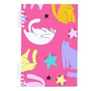 Cute Star Notebook A5, Blue and Yellow Cats Notebooks, Lined Paper Pretty Notebook 120Pages/60Sheets, Writing Book for Women, Note Books for Meeting, Journaling Supplies Women Man