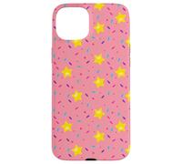 Cute Star Pattern Rainbow Sprinkles Pattern Pastel Pink Case for iPhone 15 Plus