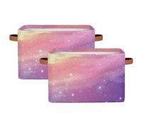Cute Star Print Storage Bins Basket, Cute Collapsible Rectangle Storage Box ,With Handles Toy Organizer Bin ,for Shelf Closet/Home/Bedroom/Kids Room/Laundry Room ,2(pack)