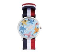 Cute Starfish Colorful Braided Elastic Strap Watch Multicolor Wristwatch Sport Analog Watches for Men Women Birthday Gift