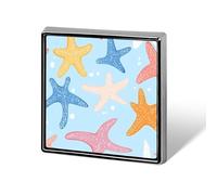 Cute Starfish Colorful Square Metal Brooches 1 Inch Decorative Badges Exquisite Decorations Pins for Clothing