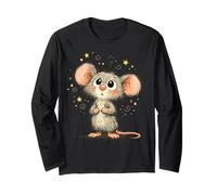 Cute Starry Mouse Confused Cartoon Illustration Long Sleeve T-Shirt