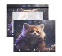 Cute Starry Red Panda 3 Ring Binder Clear Binders Pencil Pouches Bags Case(2 Pack)