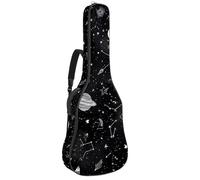 Cute Stars Planets and Constellations Black Background Guitar Bag, Padded Acoustic Guitar Case Backpack with Adjustable Shoulder Strap Pockets