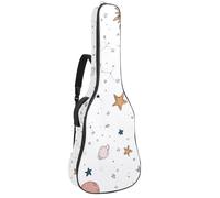 Cute Stars Planets and Constellations Guitar Bag, Padded Acoustic Guitar Case Backpack with Adjustable Shoulder Strap Pockets