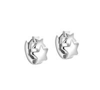 Cute Stars Tiny Small Hoop Earrings 925 Sterling Silver Lucky Star Cartilage Wrap Cuffs Mini Huggie Hoops Sleeper Earring Fashion Jewelry Gifts Birthday BFF (Silvery)