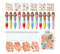 Cute Stationery Set, Capybara Stationery Set for Teaching, College Supplies with Pockets, Stickers, Sticky Notes and Pens, for Home, University, Teenagers, Students, Children and Girls