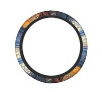 Cute Steering Wheel Cover Neoprene, Stretch Underwater Temple and Fish
