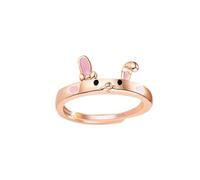 Cute Sterling Silver Ring For Women Bunny Adjustable Finger Open Statement Ring Engagement Rings Promise Ring Dainty Jewelry Size 6 Ring Set (Rose Gold, One Size)